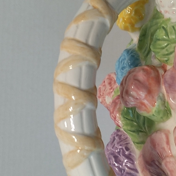 GKA BRAND Flower floral Basket Cookie Jar Ceramic - Picture 4 of 12